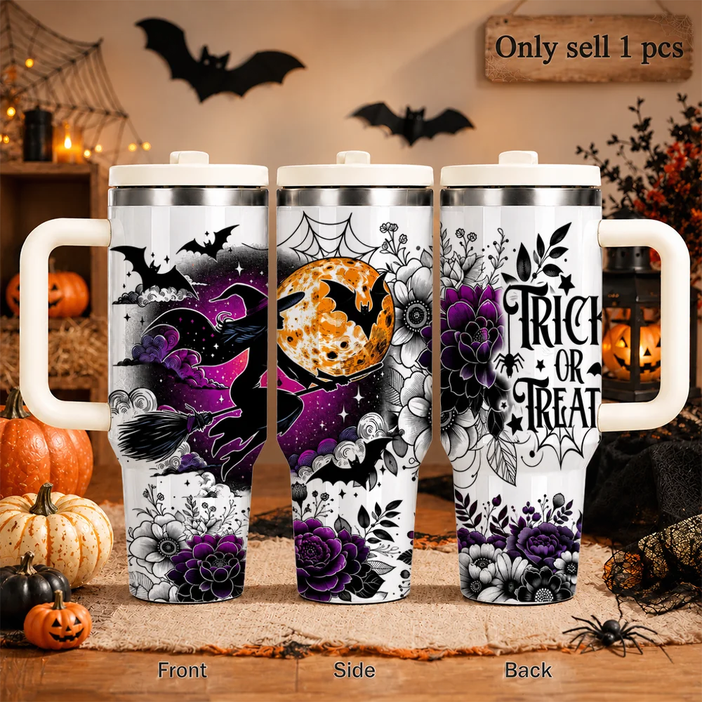 Witch Pranks Vacuum Flasks 40oz Leakproof Insulated Tumbler with Handle Straw Lid, Stainless Steel Travel Cup