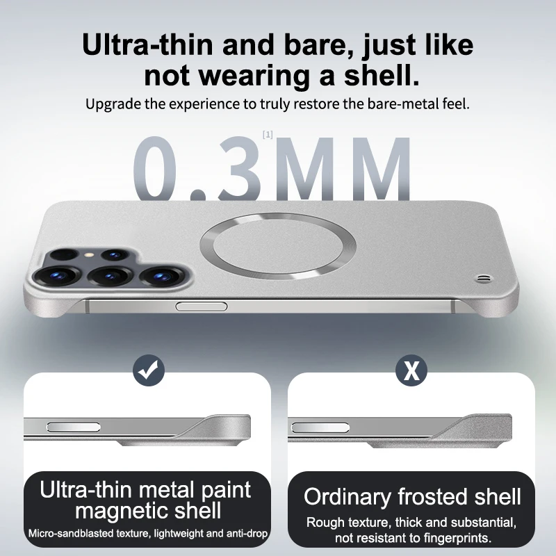 Frameless Ultra-thin Matte Luxury Metallic Paint Magnetic Case for SamsungS26Ultra 5G Made of Hard PC with Non-Slip Phone cover