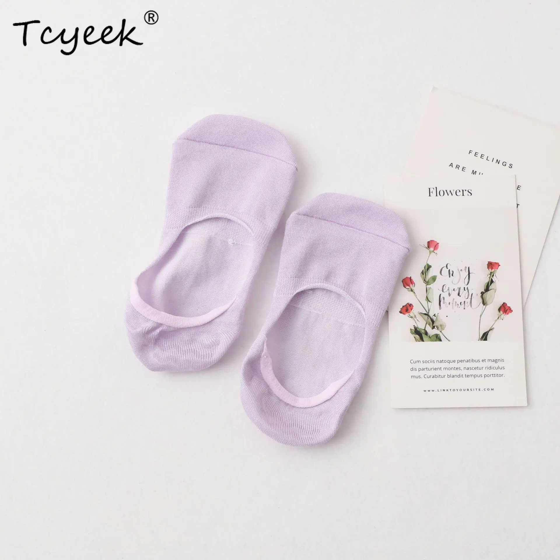 Tcyeek 1PC 80% Silk Breathable Socks Men's and Women's Solid Color Boat Socks Elastic Invisible Stockings New P37021QM