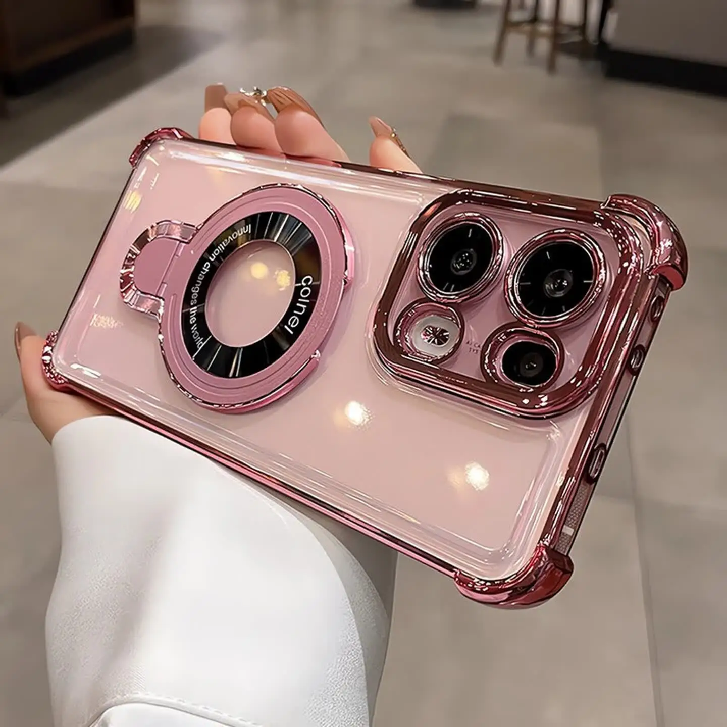 Case for OPPO Reno 16F FS and Reno 16 Pro Deluxe Soft Silicone Transparent Stand Back Cover for Reno16 F Shockproof Bumper