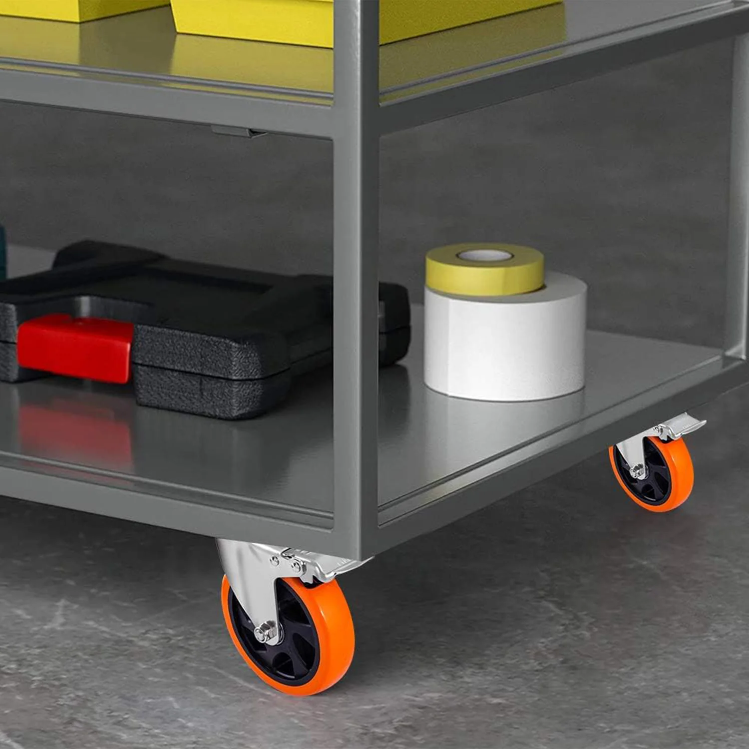 4 Stück Lenkrollen, 4 Zoll Plattendrehrollen mit Bremse, 360-Grad geräuscharme Räder, Industrierollen, Feststellrollen für Möbelwagen und Werkbänke – Detail 7