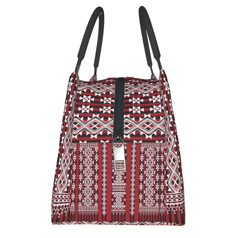 Red Kabyle Carpet Pattern borsa per il pranzo con isolamento termico geometria geometrica riutilizzabile Tote per il pranzo per Picnic all\'aperto