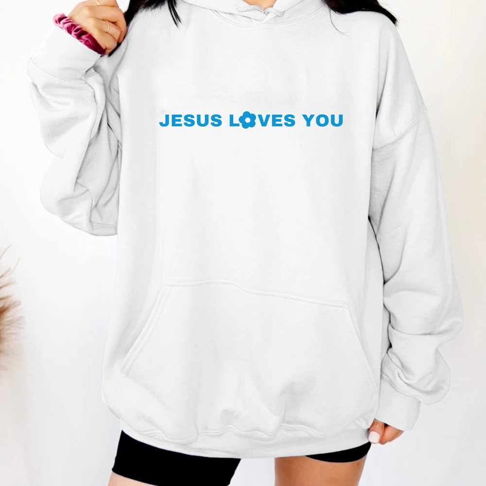 dear person behind me jesus loves you Hoodie retro Women Long Sleeve jumper christian bible pullovers