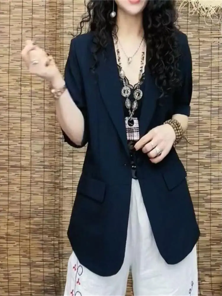 

Ele Женский костюм Slim Fit Nine-Quarter Sve Jaet Faionable Mommy Sle средней длины в китайском стиле