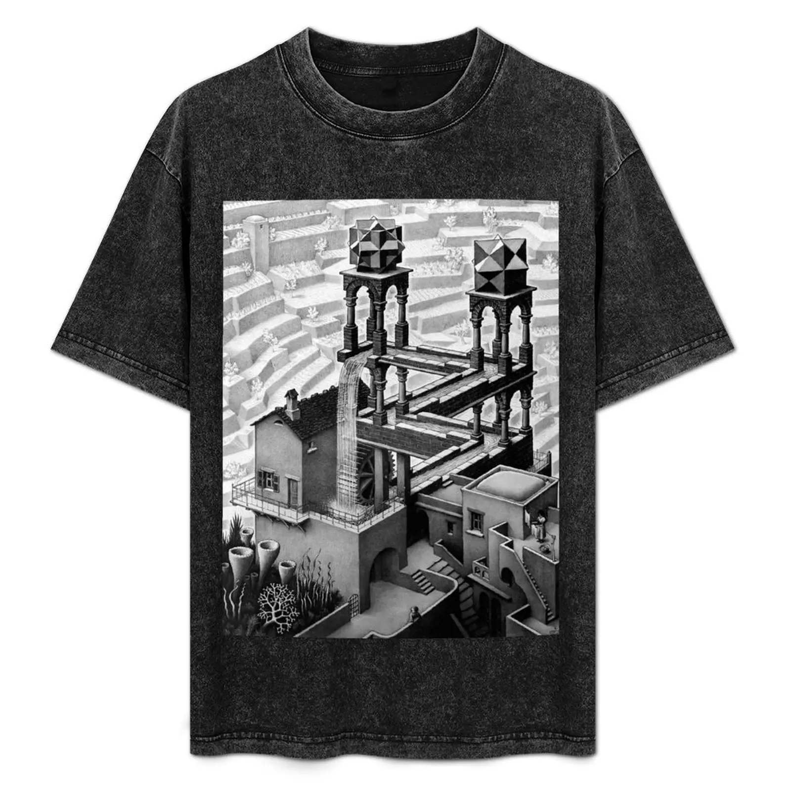 

Waterfall, by M.C. Escher T-Shirt Athletic Fit Sports Short Sleeve Top