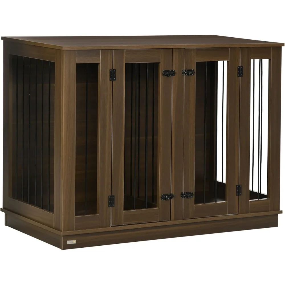 

Masterpiece Furniture Style Dog Crate With Removable Divider, Dog Crate Side End Table Indoor With Double Doors, For Sma