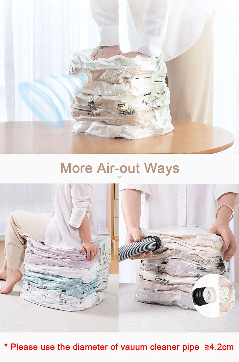 الملابس أكياس تخزين بالتفريغ ل المعزون وسادة بطانية معطف لا مضخة حاجة السفر الفضاء التوقف مضغوط مزدوجة البريدي كيس للغلق بسحاب