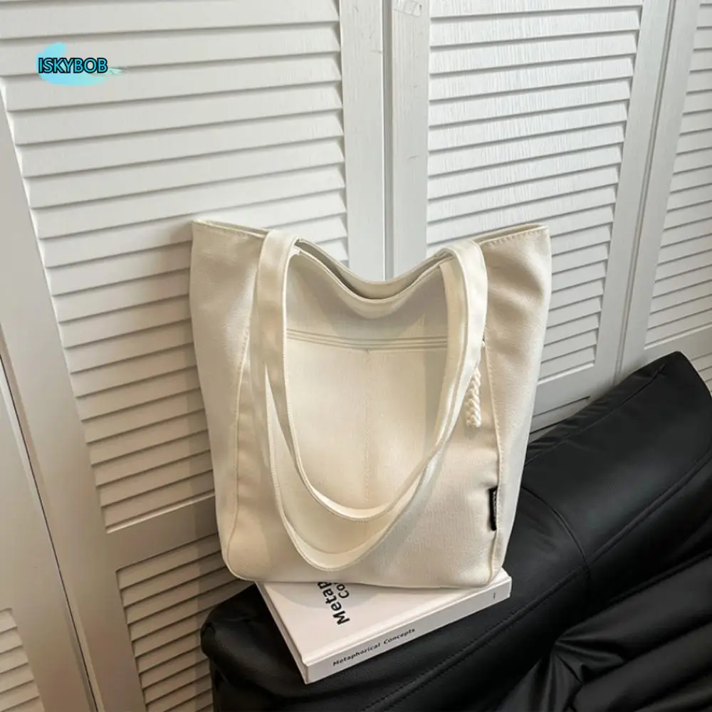

Wheat Ear Zipper Canvas Tote Bag Large Capacity Waterproof One Shoulder Bag Wear Resistant Lightweight Women Handbag For Work