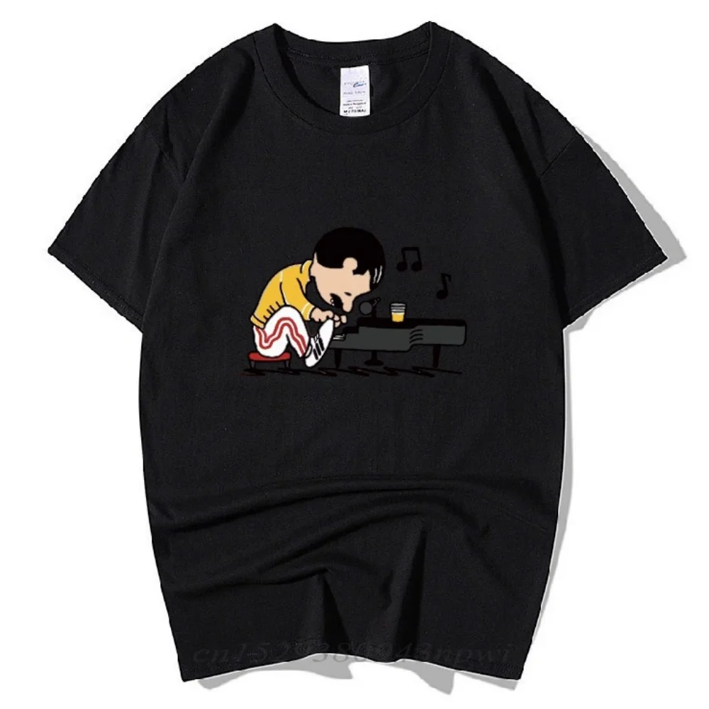 Queen Band Freddie Mercury Plays Piano Funny Summer Men's and Women's Loose Short Sleeves