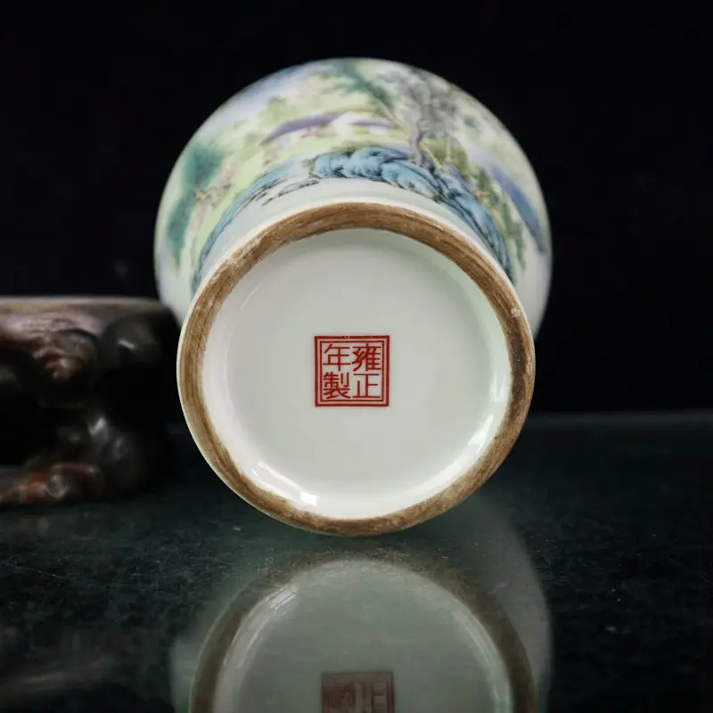 Chinese Old Porcelain Pink Landscape Pattern Plum VaseTraditional Asian Decorative Item for Home Collectibles