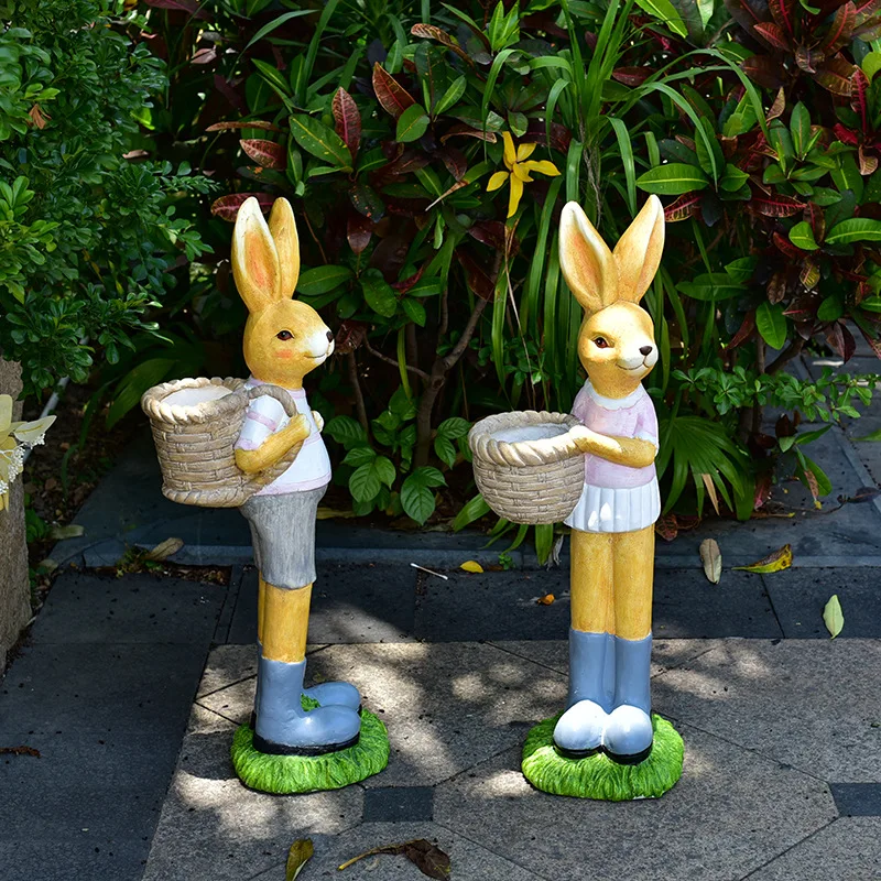 Courtyard Flower Pot Garden Villa Landscape Miniature Items Cartoon Rabbit Creative Animal Ornaments Kindergarten Decorations