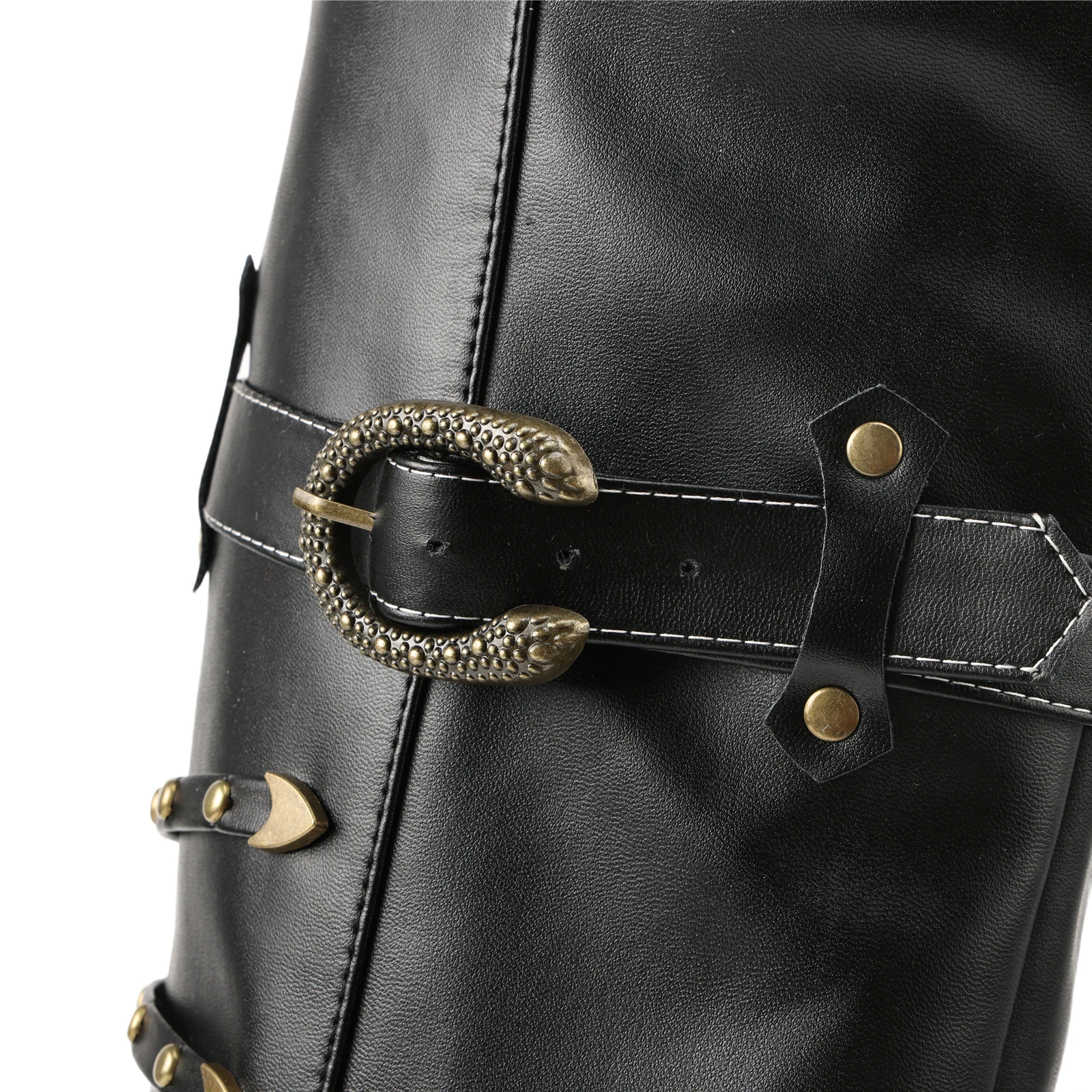 Renaissance Knight Boot Medieval Riding Boot Belt Buckle Rivet Decoration Knee High Pirate Warrior Boots Steampunk Leather Boots 3