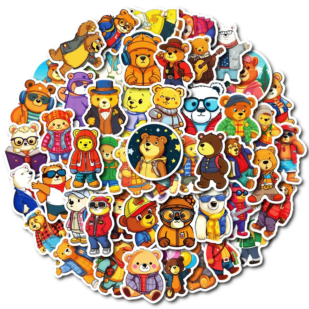 50 قطعة الكرتون لطيف مرسومة باليد الوقواق الدببة الكتابة على الجدران ملصقات للدراجات مقلمة الشارات BulingBuling ملصقات مخزن
