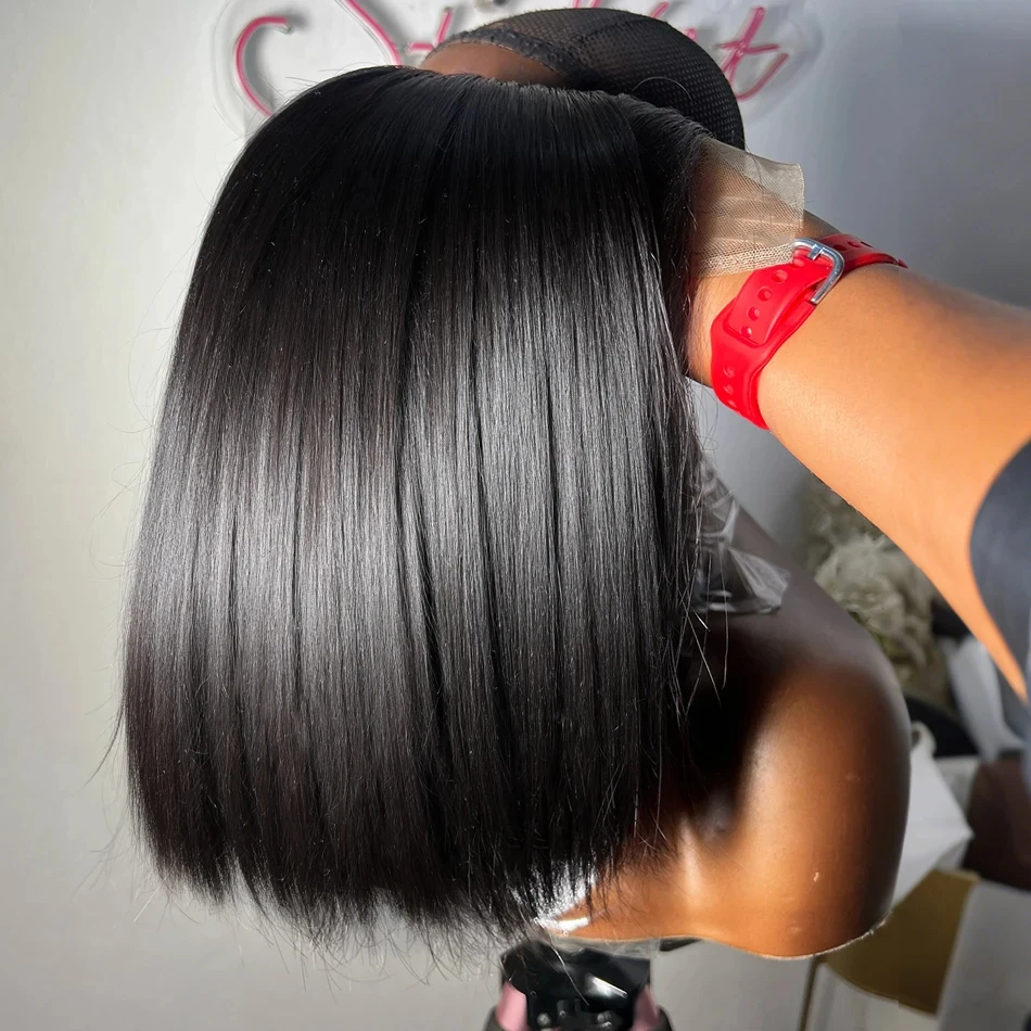 

Bone Straight Short Bob 13x4 13x6 Transparent Lace Frontal Wigs Human Hair 250% Density Glueless Lace Closure Bob Wigs For Women