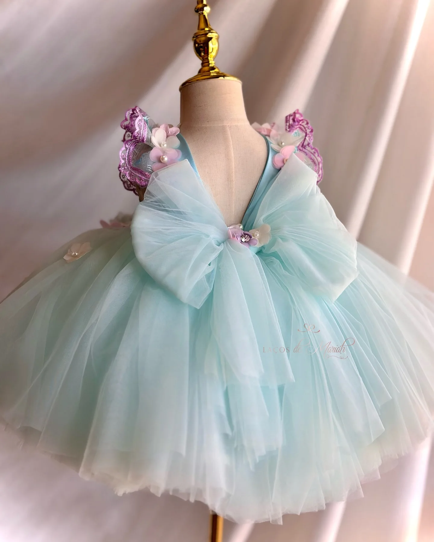 Light Blue Flower Girl Dresses For Wedding Customized Kids Butterfly Floral Birthday Party Girls Pageant Dresses