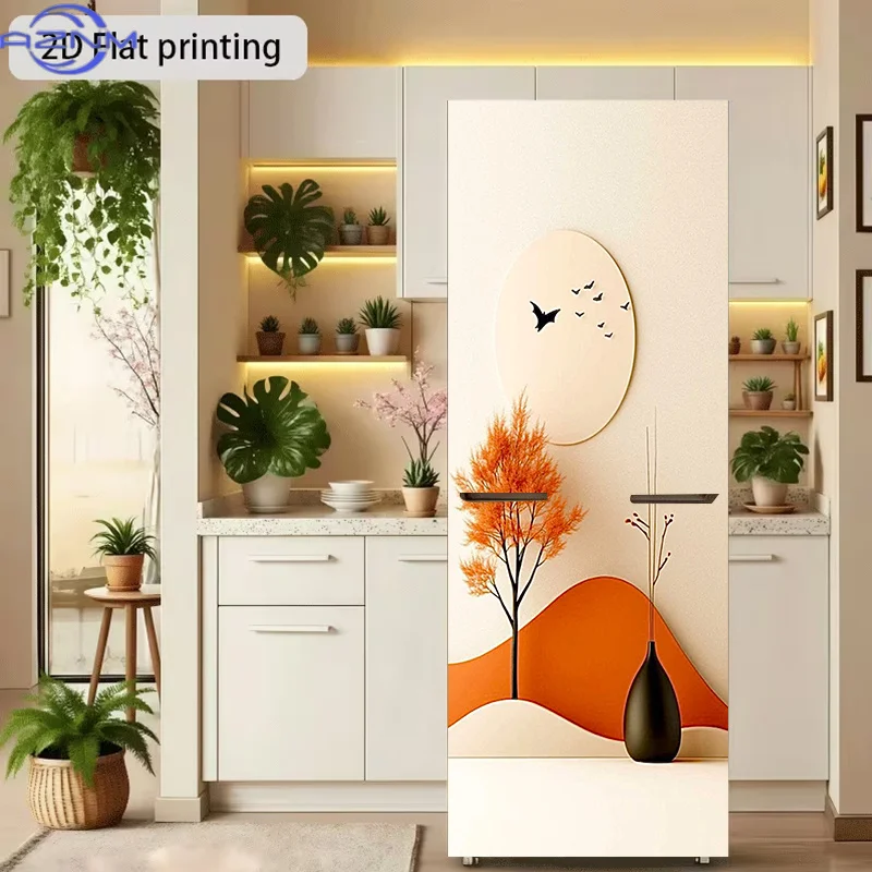 1 Unit Refrigerator Sticker with 2D Print, 60X180Cm, Autumn Bat Flight Wall Decal, Adhesive Wallpaper, Suitable for Cabinets A