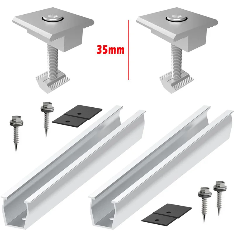 Кронштейн для крепления солнечной панели, рельсы, зажим, крепежный модуль, монтажное крепление, фотоэлектрические источники питания, трапециевидная крыша, 35 мм, прочный