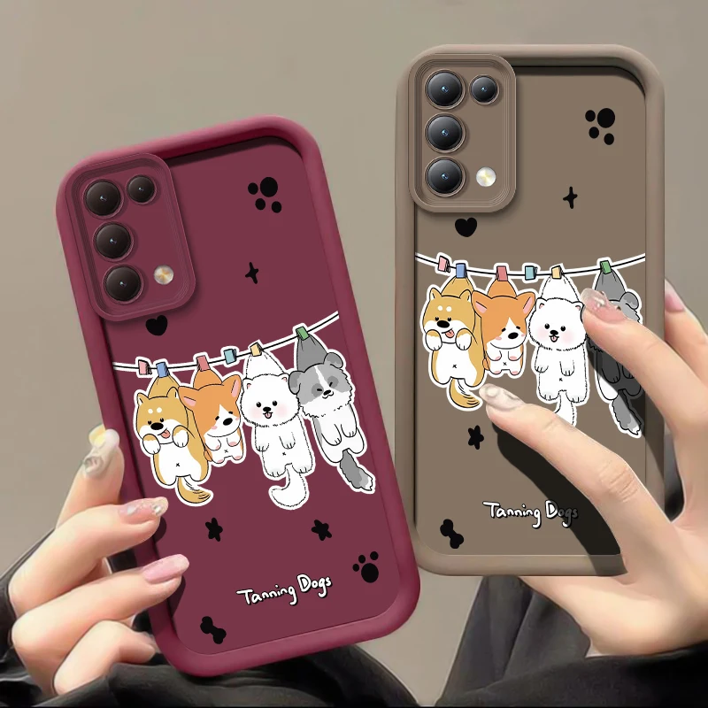 INS Cute Anime Puppy Case For OPPO Reno 2 2F 2Z 3 4 4Z 4F Pro Lite Camera Lens Protection Silicone Shockproof Soft Phone Cover