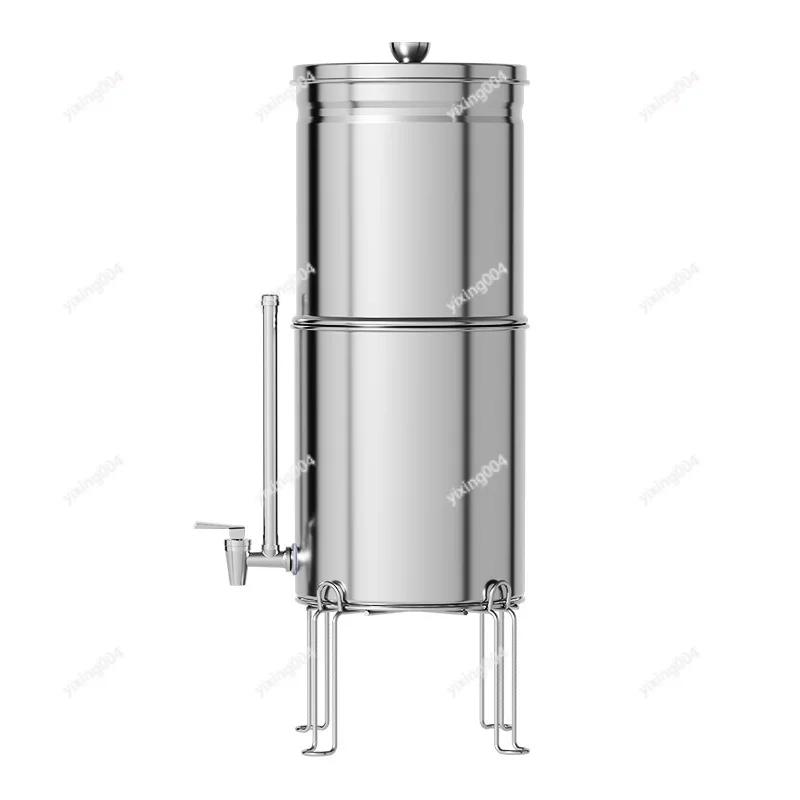Portable Gravity Fed Water Filtration Bucket, Stainless Steel Countertop Purifier for Camping