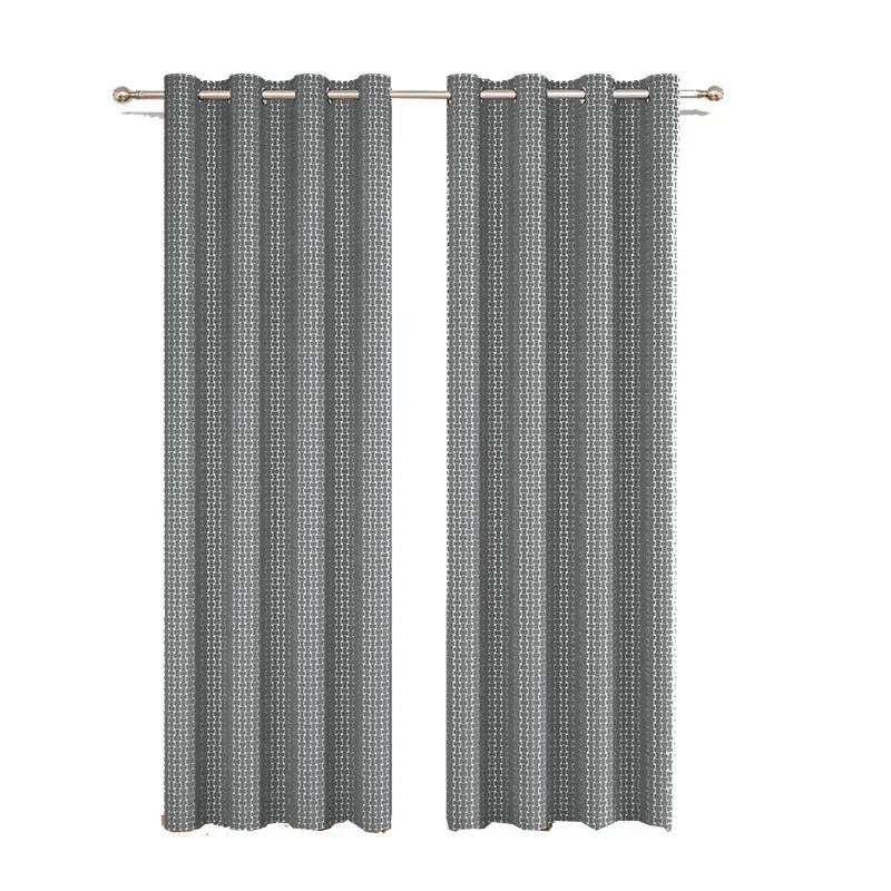 N3068Bedroom blackout curtain fabric high precision hot silver small square blackout perforated curtain