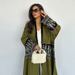 2025 nowy haft abaje dla kobiet muzułmańska sukienka Kimono dubaj Kaftan Djellaba Eid Ramadan Jalabiya Kebaya kaftan Marocain Femme