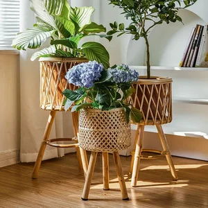 European style Instagram Flower Frame Living room plant basket Creative landing bamboo woven shelf Fashionable indoor decoration