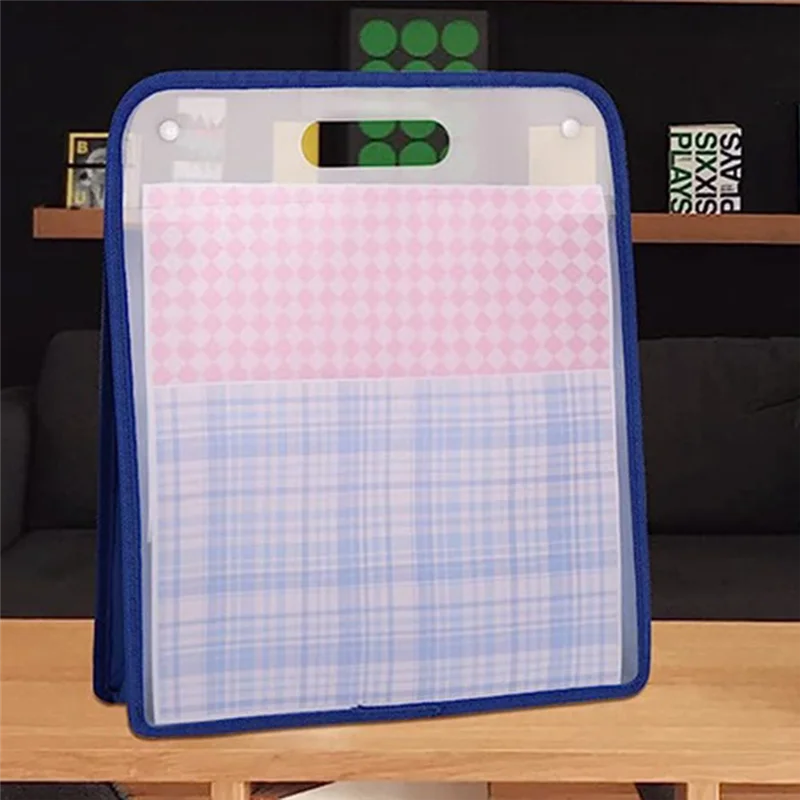 AC57-4 Piece Scrapbook Paper Storage Paper Storage Organizer Transparent Scrapbook For 12X12 Paper,Scrapbook,Photos,Crafts Blue