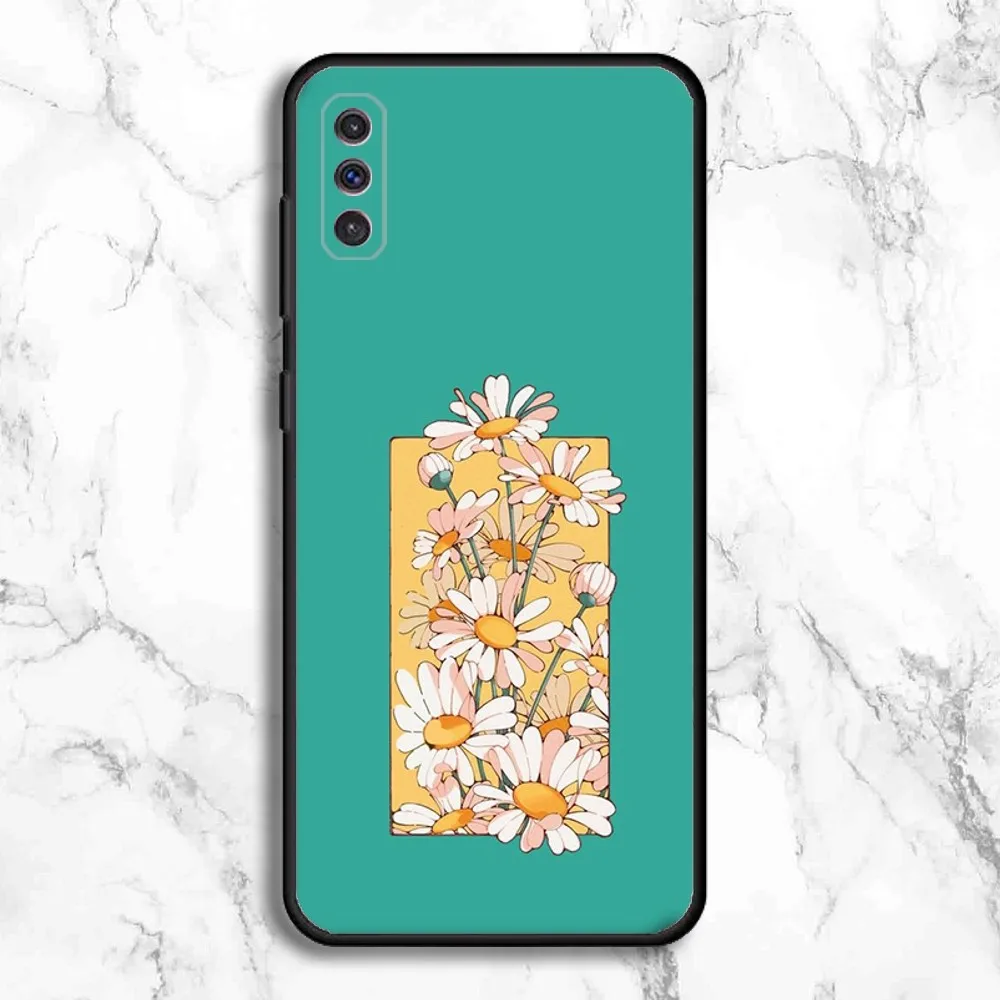 Aestheticism Flower Art Cute Phone Case For Samsung Galaxy A13,A21s,A22,A31,A32,A52,A53,A71,A80,A91 Soft Black Phone Cover