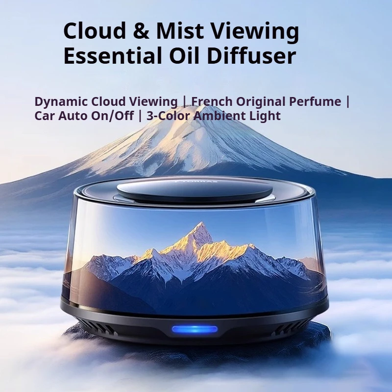 Y Snow Mountain Car Diffuser Humidifier Auto Air Purifier with LED Light Mount Fuji Atmosphere Car Home Aromatherapy Decoration