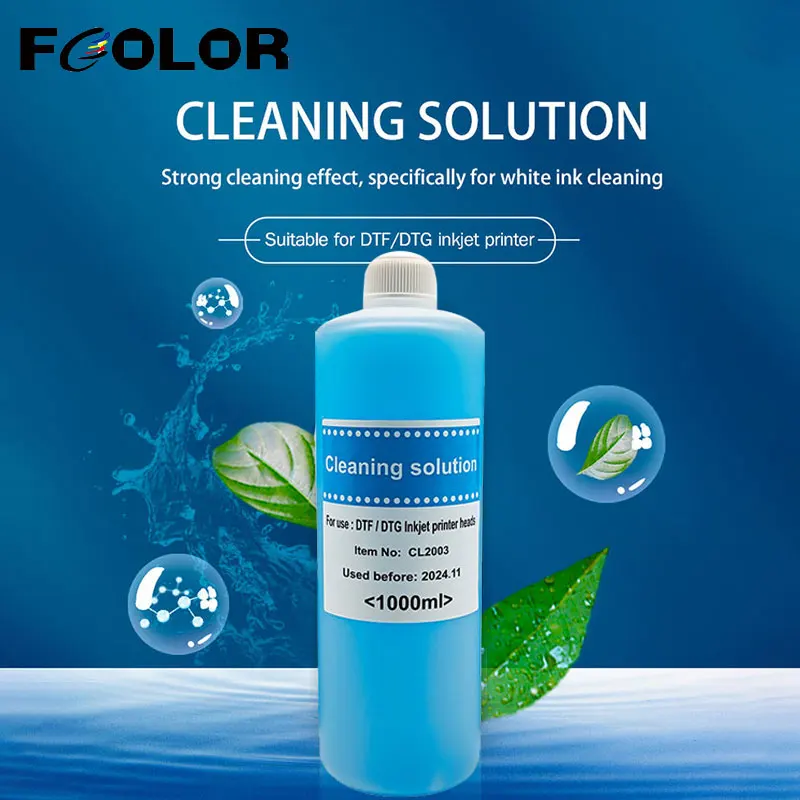 

Fcolor 1000ML Blue Strong Cleaning Fluid DTF White Ink Cleaning Solution for DTF Printer Epson L1800 XP600 Inkjet Printer Head