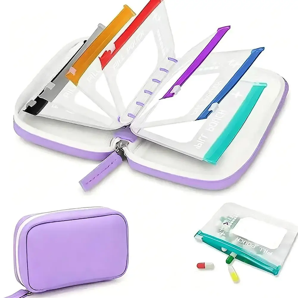 Pillenorganizer-Etui Wasserdichte Pillentaschen, Farbcodiertes Wiederverwendbares Reise-Pillenaufbewahrungssystem Wöchentlicher Medikamentenorganizer – Detail 4