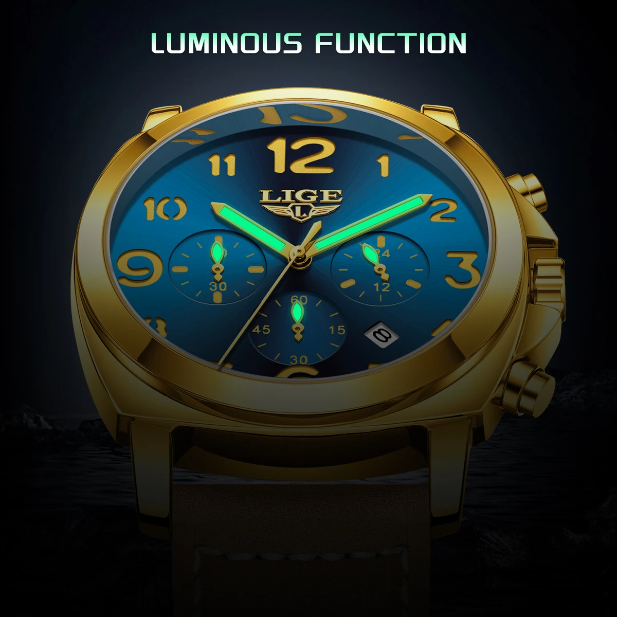 LIGE Sports Men's Luxury Watches Business Luminous Waterproof Leather Clock Watches For Men Quartz Wristwatch Reloj Hommes+BOX