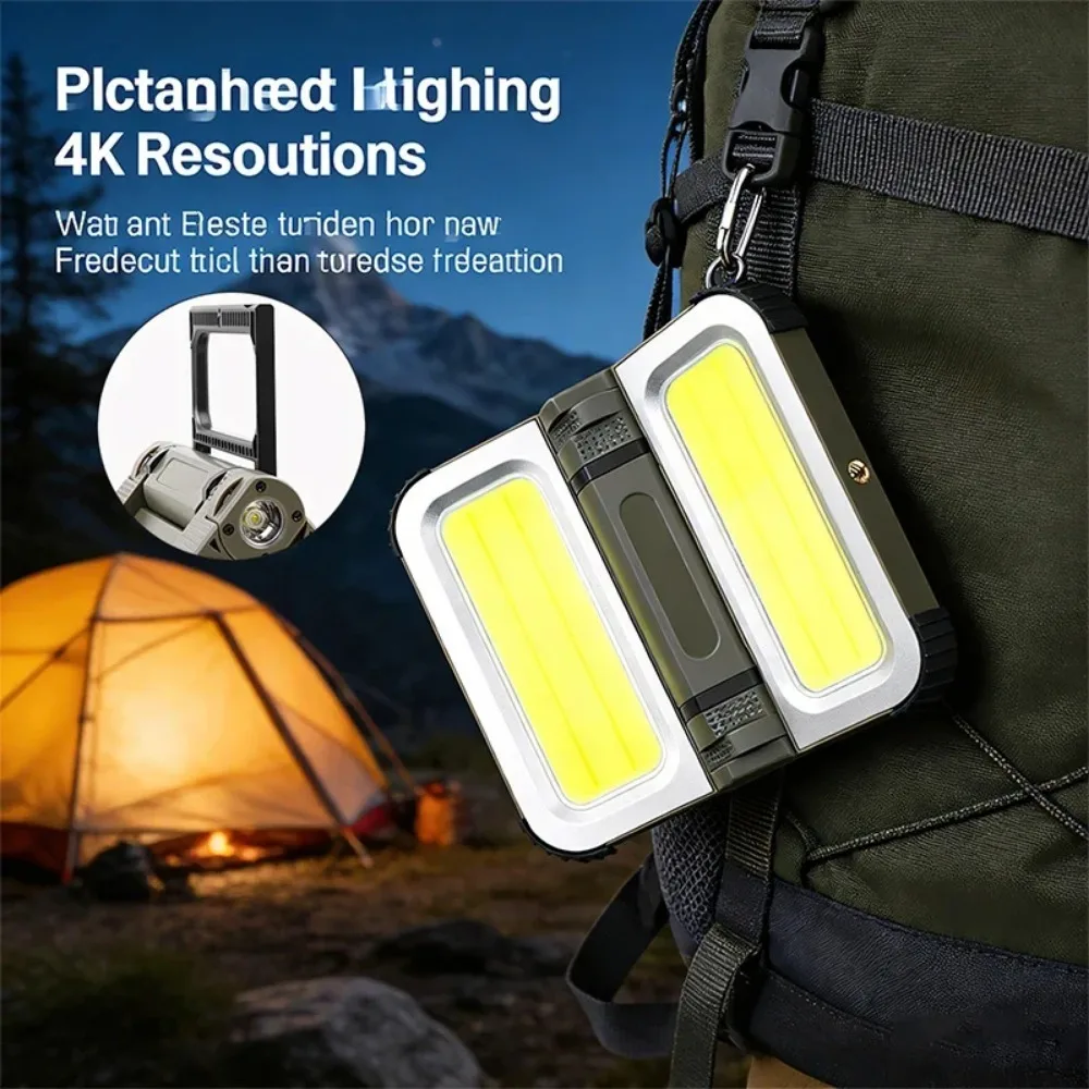 Portable Camping Light 3000Mah 2400LM Waterproof Solar Charging Tent Lantern Emergency Outdoor Hanging Magnetic Work Light