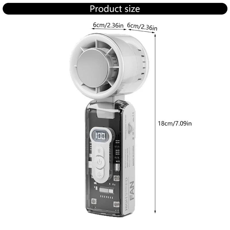 مروحة صغيرة قابلة للطي 190 جرام خفيفة الوزن تتضمن شحن متوافق مع حبل USB C #6