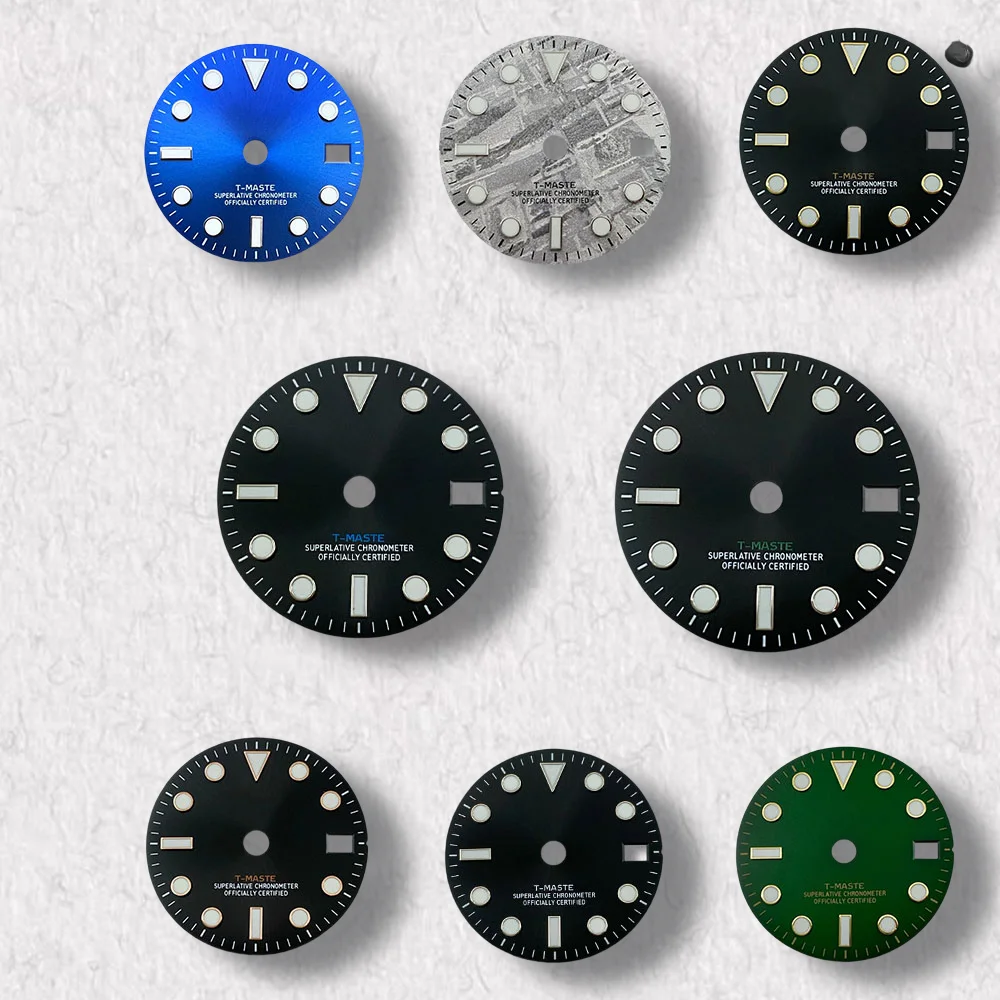 

High quality 2A8.5mm S logo meteorite GMT dial suitable for NH34 Japanese movement ice blue luminous watch modification accessor