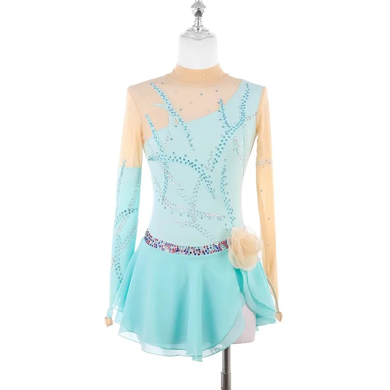 Women's Adult Children's Shimmering Figure Skating Coverall Rhythmic Gymnastics Long Sleeve Coveralls Stage Performance Costumes