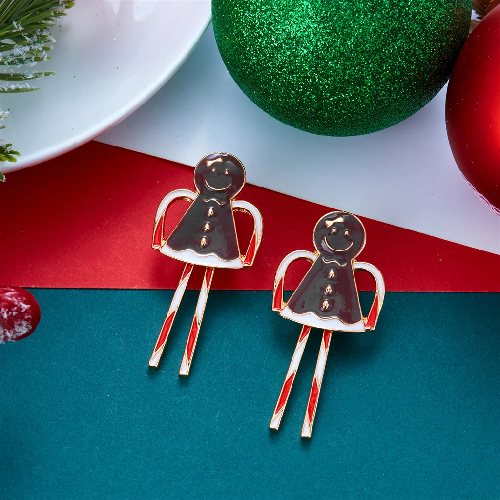 Lustige Langbeinige Lebkuchenmann-Ohrhänger für Frauen Trendige Kreative Zylinder-Schneemann-Ohrringe Weihnachts- und Neujahrs-Schmuck – Detail 7