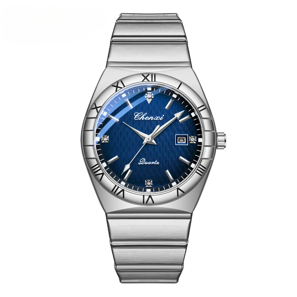 

Модный дизайн, мужские повседневные часы с римскими цифрами, роскошные лучшие бренды, водонепроницаемые кварцевые наручные часы для мужчин, подарочные часы с синим циферблатом