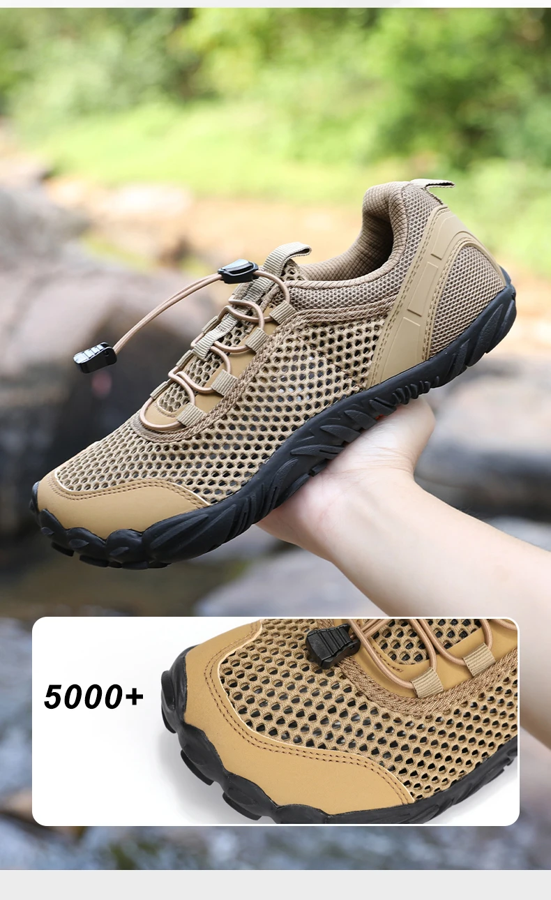Sommerliche Flusslauf-Schuhe, atmungsaktive, lässige Sportschuhe aus Mesh für Herren, ausgehöhlte Mesh-Outdoor-Bergsteiger- und Wanderschuhe – Detail 6