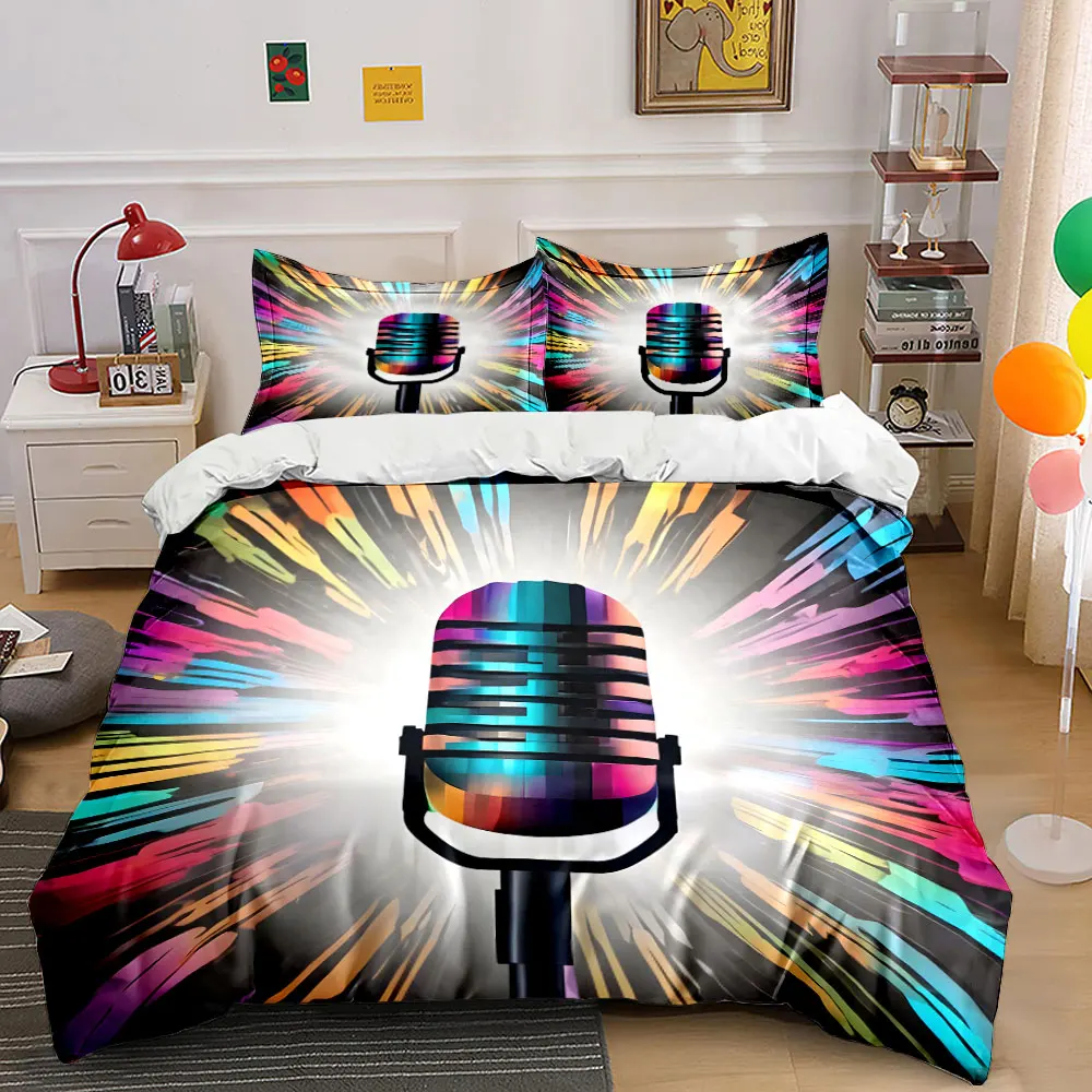Colorful Microphone Set for Studio Multiple sizes kid's and adults' bedroom Exquisite 3PC bedding set, gift