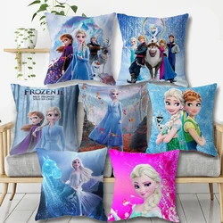 Housse de coussin décorative pour filles, taie d'oreiller princesse Disney Elsa Anna, pour la sieste, pour lit ou canapé, 40x40cm, cadeau d'anniversaire pour enfants