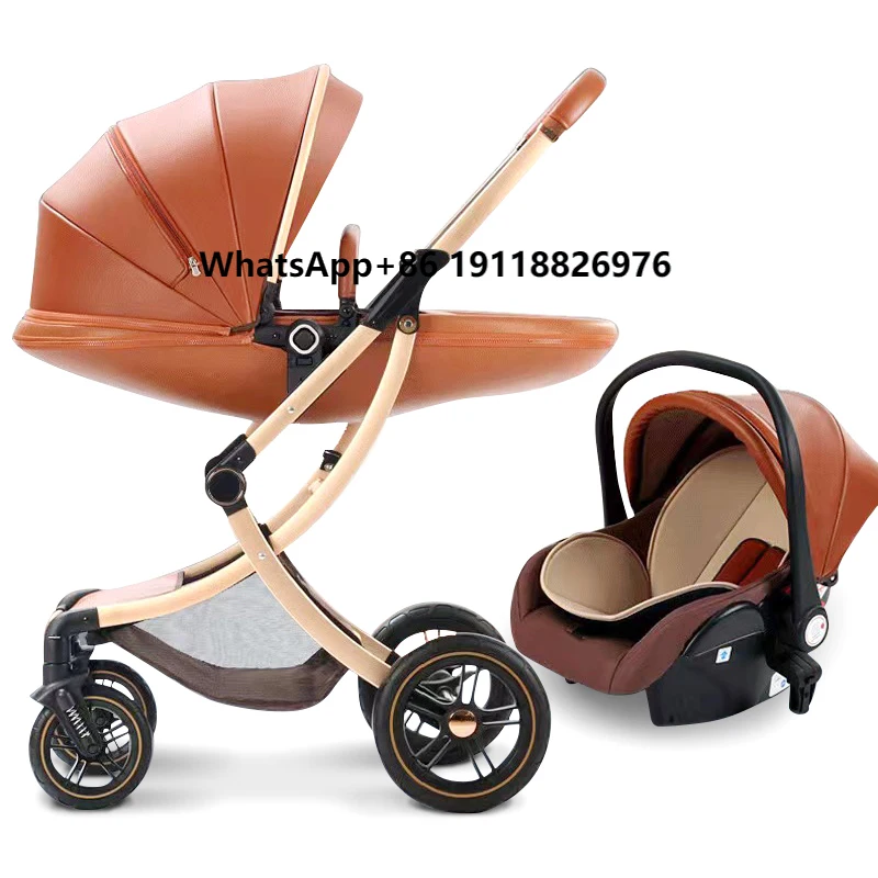 Nuevo cochecitos de bebé con marco de aleación de aluminio de lujo de calidad personalizada, cochecito 3 en 1 con combinación de asiento de coche, juego de 3 piezas de 0 a 3 años
