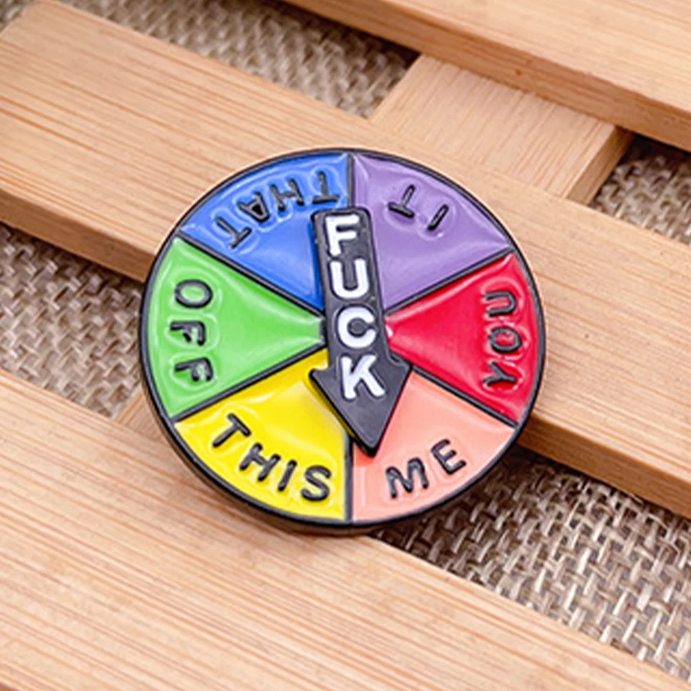 Wheel of Fortune Pin with Rotating Arrows Interactive Mood Pins Colourful Creative Novelty for Clothing Backpack Hat Decoration