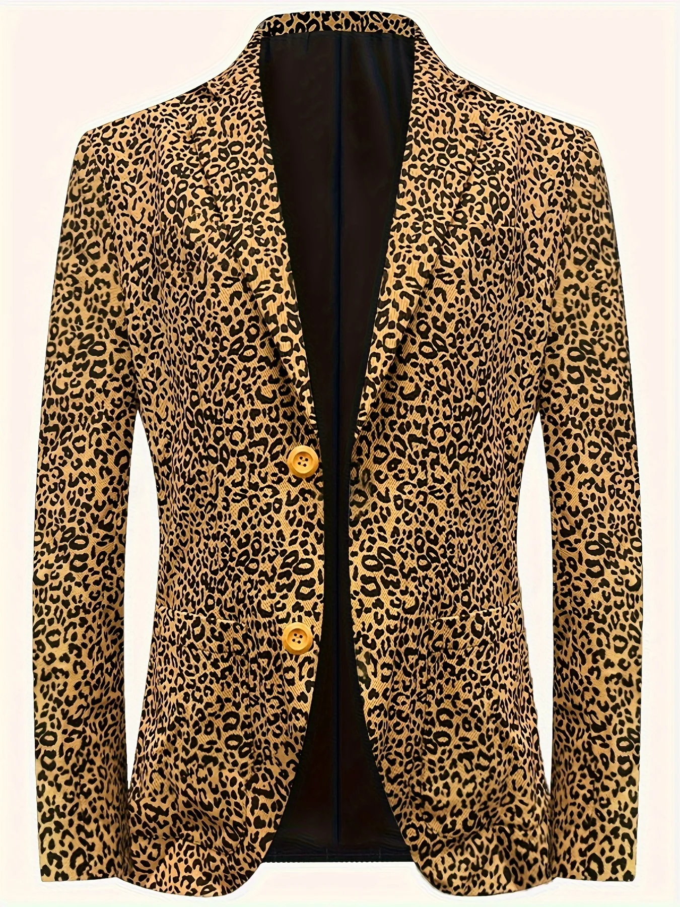 

Men Brown Leopard Print Blazer Two Buttons Party Jacket Evening Coat Lapel Collar Stylish Casual Trendy Outfit Attire