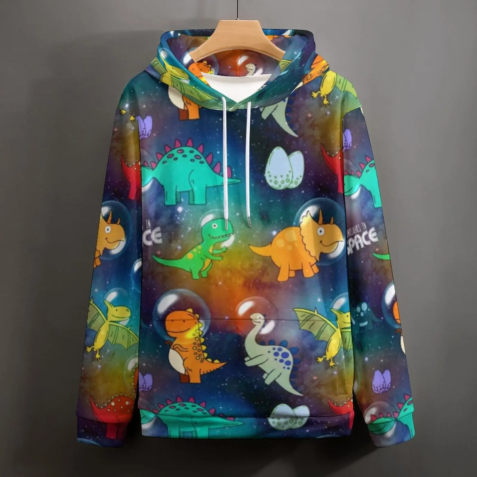 Space Dinosaur Print Casual Hoodies Men Animal Harajuku Design Hooded Sweatshirts Winter Long-Sleeve Fashion Oversize Hoodie