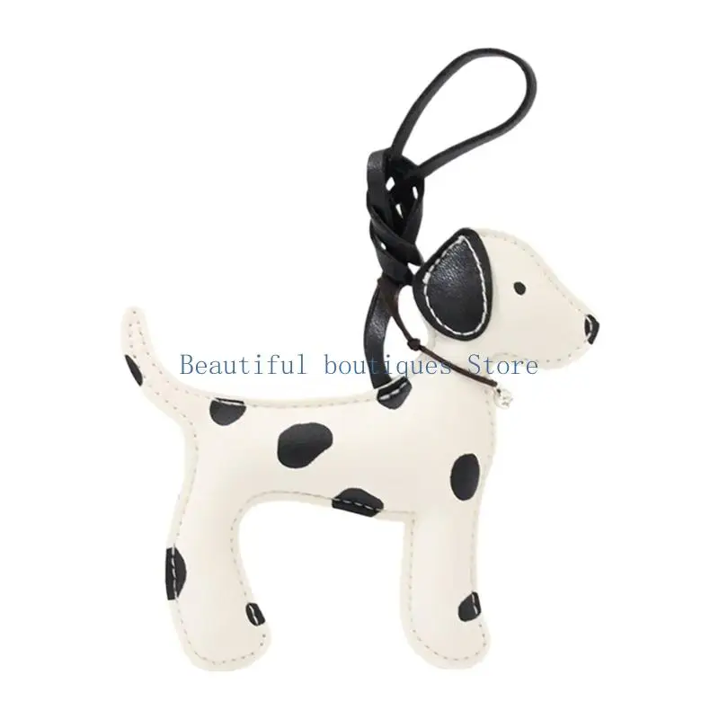 U4LF Trendy Spotted Dog Soft PU Leather Bag Hanging Ornament Accessory Perfect For Customizing Bags And Keys