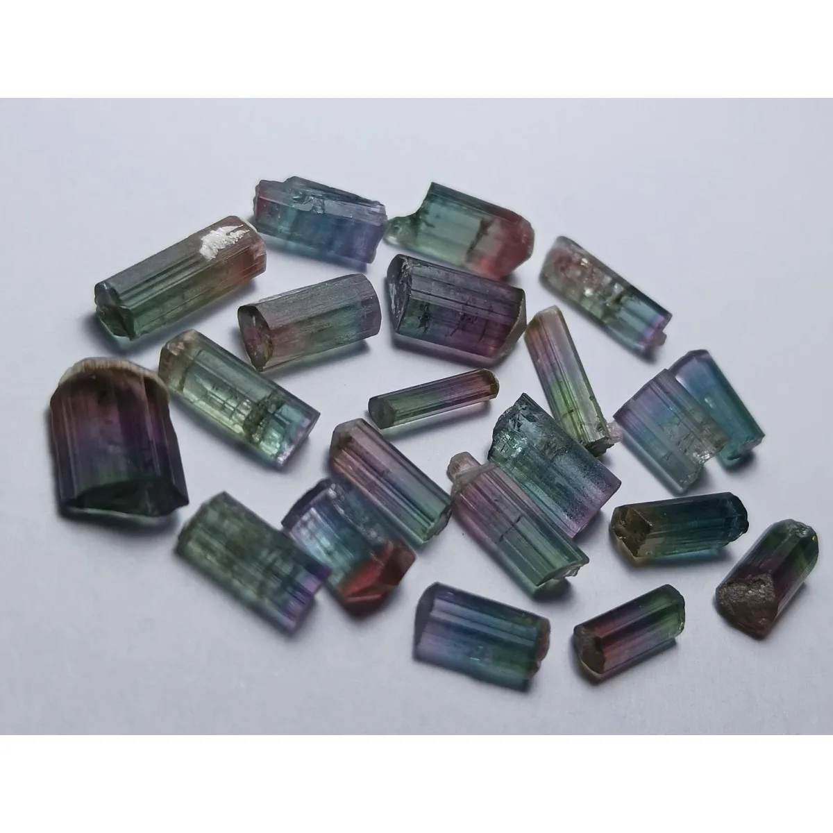 Brazilian Elbaite Rough Mineral Stones, 10g 5-15mm Mixed Colors, Display Box for Mineral Collection & Shelf Display