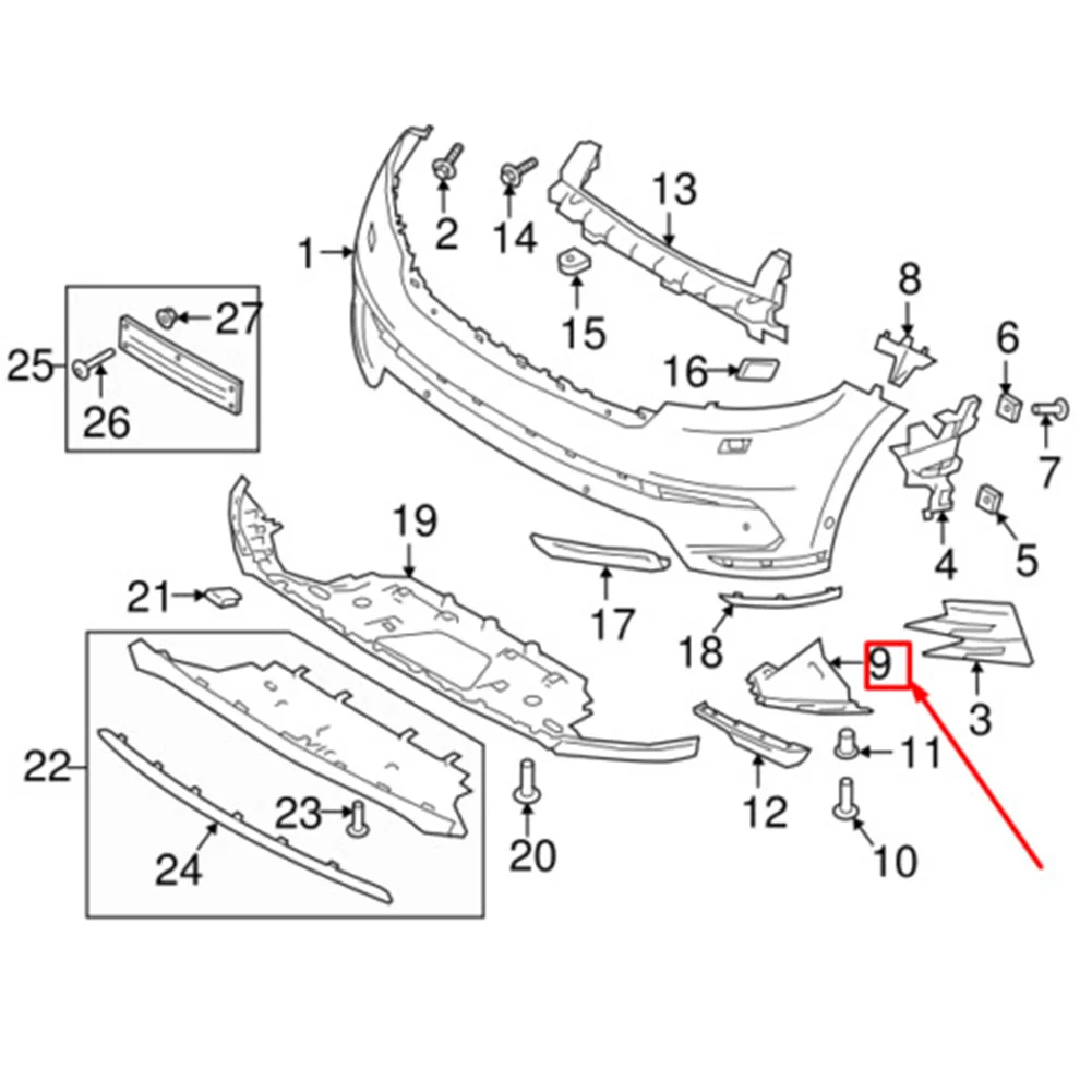 Car Front Bumper Air Duct Cooling Vent LR095013 LR095012 For Land Rover Range Rover Velar 2017 2018 2019 2020 2021 2022