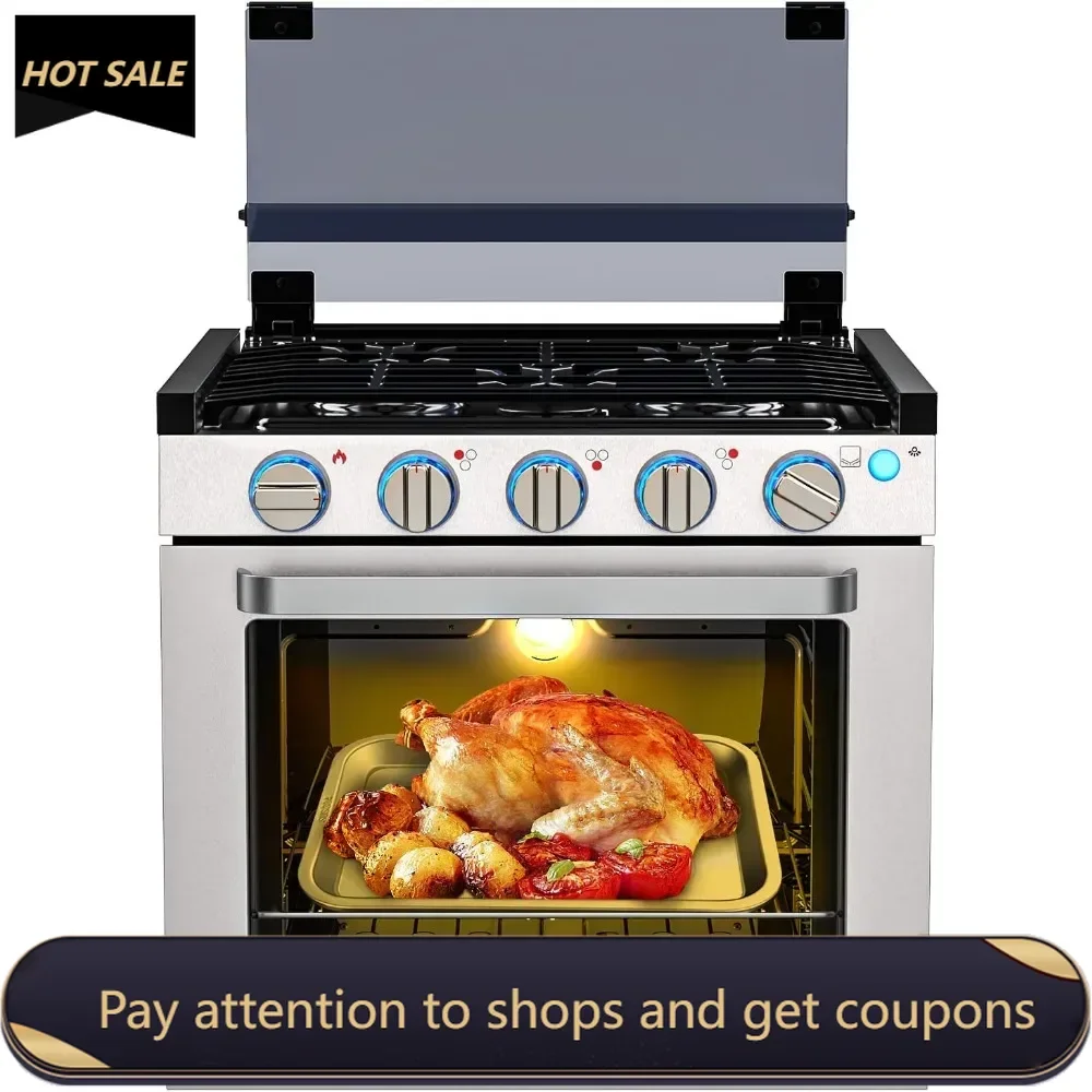 

CAMPLUX RV Stove Gas Range 21 Inches Tall, Gas Range Oven with 3 Burners Cooktop for RV, RGS21MSF, Stainless Steel