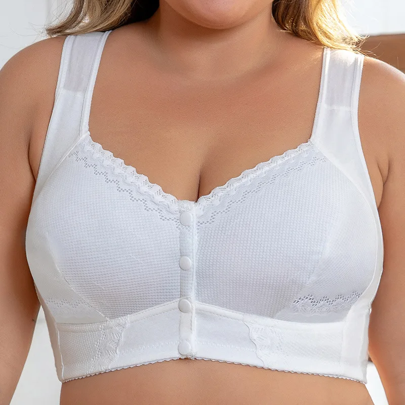 Women Fashionable Lace Seamless Breathable Plus Size Bra New Ultra-thin Breathable Front Opening Vest Style Underwear image 2